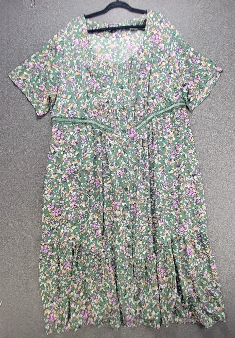 Soft Focus 26W Green Floral Maxi Dress Cottage Core Garden Party Boho *READ*